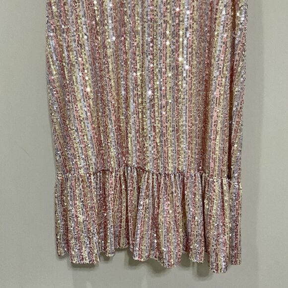 Julia Jordan Sleeveless Sequin Trapeze Dress Metallic Evening Sz 16 Multi-color - Picture 5 of 10